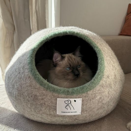 Wool Felt Cat Cave For Cats and Small Dogs | Handmade Eco-friendly Pet Bed