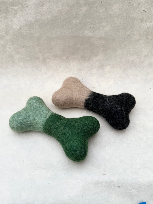 Felt Bone Dog Toy – Handmade from Natural Wool