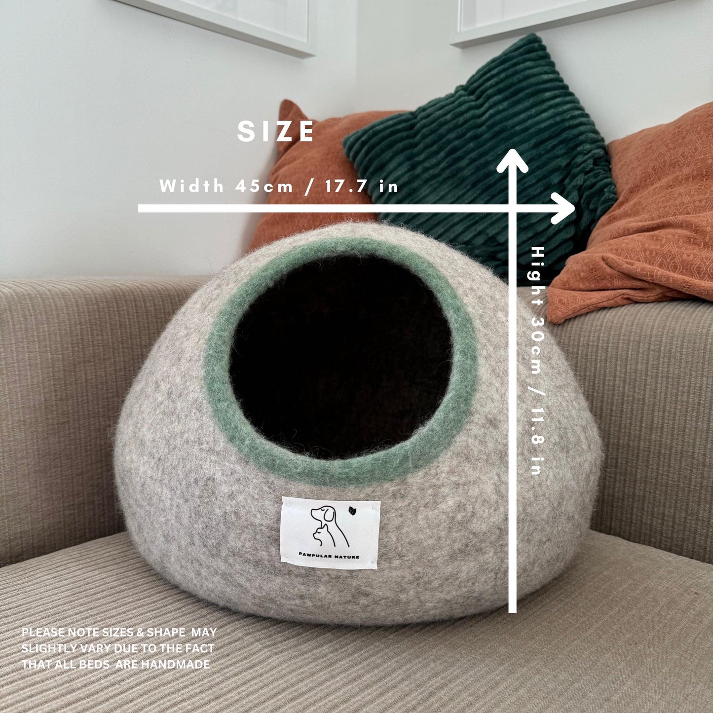 Wool Felt Cat Cave For Cats and Small Dogs | Handmade Eco-friendly Pet Bed