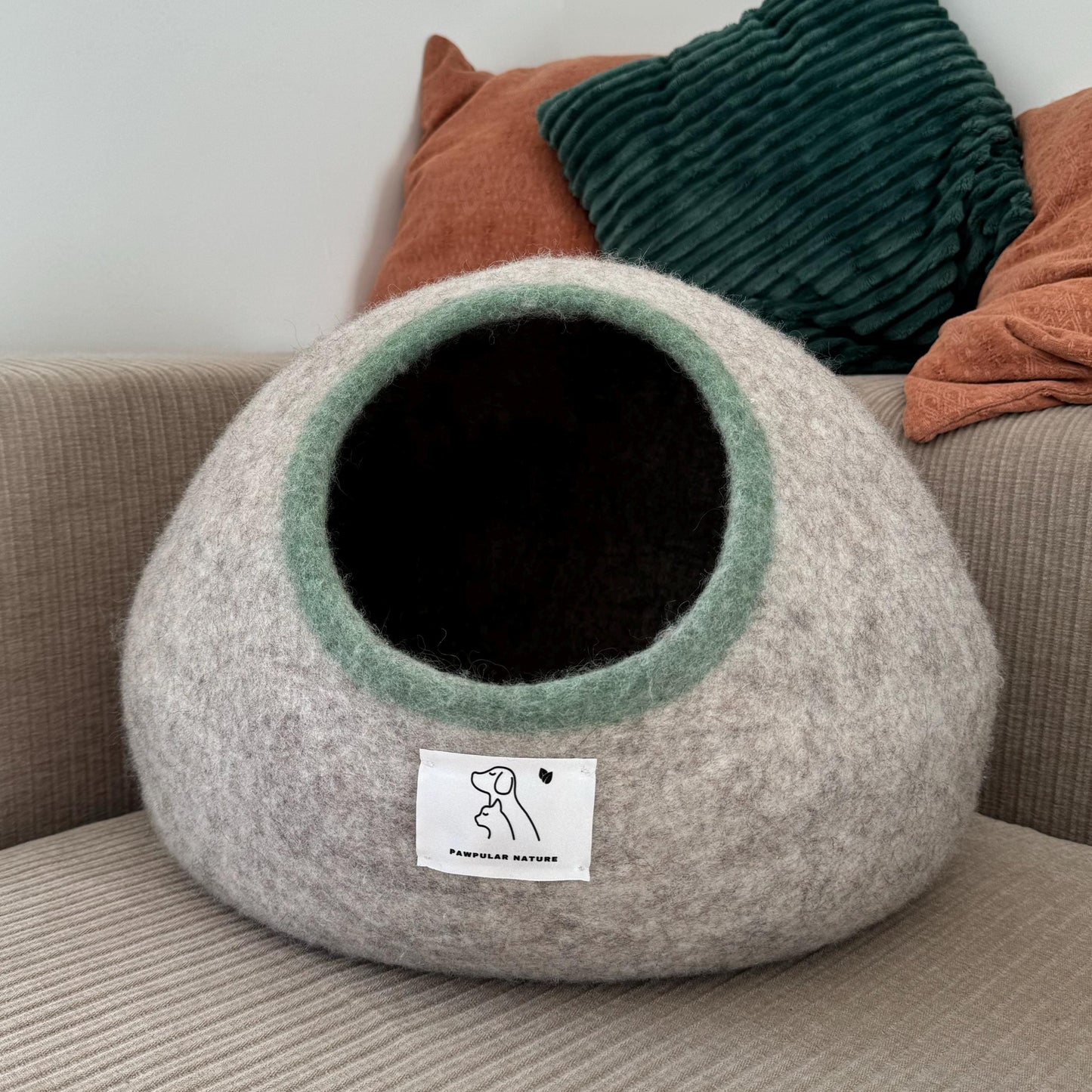 Wool Felt Cat Cave For Cats and Small Dogs | Handmade Eco-friendly Pet Bed